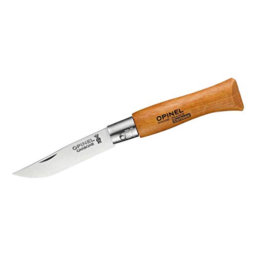 Opinel Carbon Erwachsene Messer-Größe 4-Nicht rostfrei, Natur, N° 4 von OPINEL
