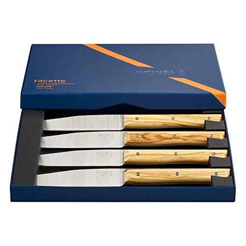 Opinel Facette Ash Tafelmesser-Set, 4-teilig aus rostfreiem MA5 Stahl, 254645 von Opinel