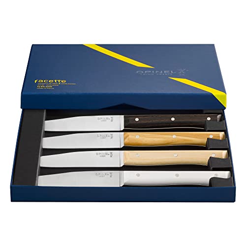 Opinel Facette Mix Ash, Olive, Dark Ash, VittEr Tafelmesser-Set, 4-teilig aus rostfreiem MA5 Stahl, 254649 von Opinel