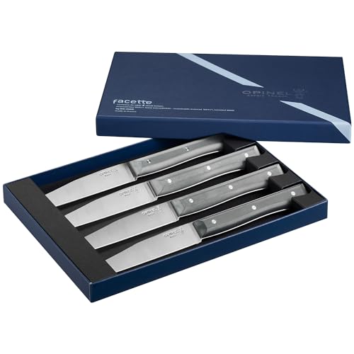 Opinel Facette Slate Tafelmesser-Set, 4-teilig, Slate aus rostfreiem MA5 Stahl, 254650 von Opinel