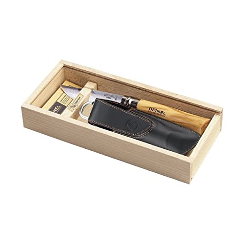 Opinel-Geschenkset inkl Messer Nr. 8,Kunstleder-Etui, in Holzgeschenkbox von Opinel