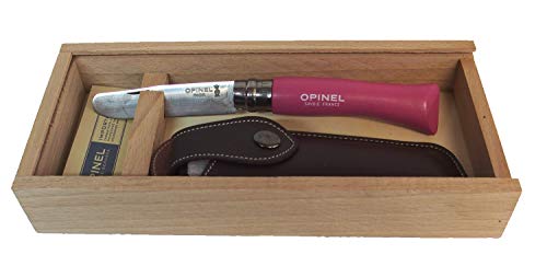 Opinel Kindermesser mit Buchenholzgriff | verschiedene Griff-Farben wählbar | mit Namensgravur, in Holz-Geschenkbox + Messer-Etui von Opinel