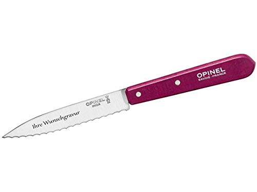 Opinel-Küchenmesser No. 113, feine Sägezahnung (violett, mit Namensgravur, One Size) von Opinel