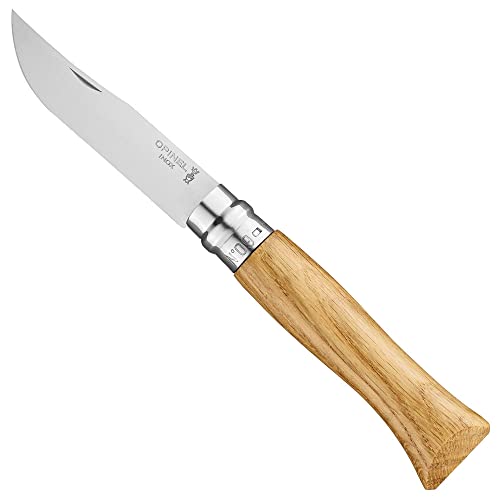 Opinel Messer No. 09 Eichenholz rostfrei Sandvik-Stahl Camping Klingenlänge 9 cm, Gesamtlänge: 20,7 cm, Gewicht: 57 g, 254604, Buche von Opinel