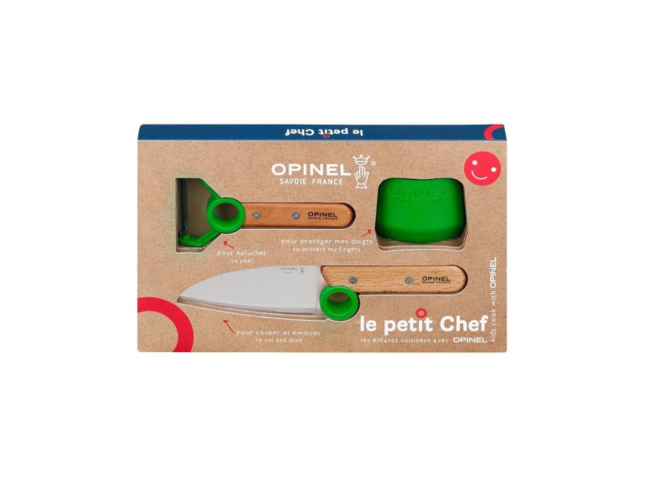 Opinel Messer-Set Le Petit Chef Kinder KüchenmesserSet 3-teilig grün (Set, 3-tlg) von Opinel