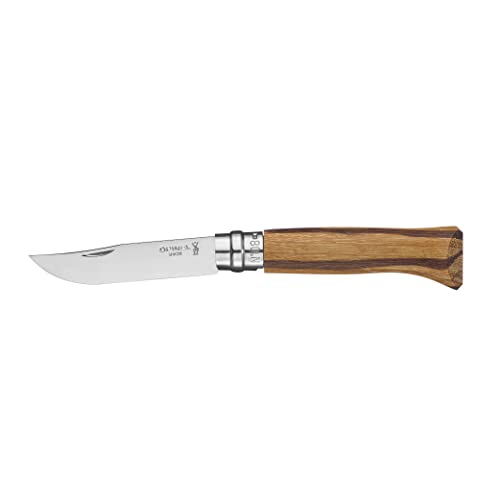 Opinel No. 08 Snake Klappmesser mit Holzgriff aus Guyana mit Maserung einer Schlange, Klingenlänge: 8,5 cm, 254633 von Opinel