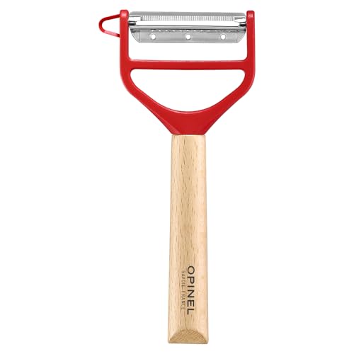 Opinel Schäler T-Duo aus Holz in der Farbe Rot, zum Schälen von Gemüse und Zubereiten von Juliennes, 254621 Einheitsgröße Opinel Schäler T-Duo aus Holz in der Farbe Rot, zum Schälen von Gemüse und Zubereiten von Juliennes, 254621 Einheitsgröße von OPINEL