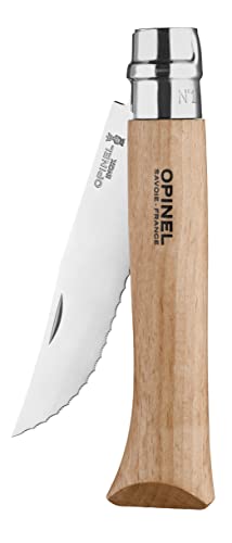 Opinel Taschenmesser No. 12 Sägezahnung rostfrei Sandvik-Stahl Buchenholzgriff Camping Klingenlänge: 12,2 cm, Gewicht: 57 g, Gesamtlänge : 28,2 cm, 254603, Buche, Silber, Holz von OPINEL