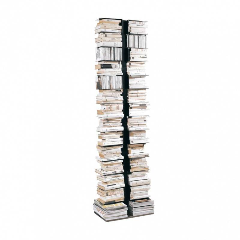 Opinion Ciatti - Ptolomeo X2 Büchersäule - schwarz/lackiert/Fuß edelstahl/30x50x192cm von Opinion Ciatti