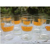 12 Orangengläser „Fruidam" Aus Den 70Er Jahren von OpossumFactory