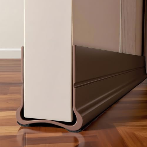 Oppingster 93cm Braun Türdichtung Abdeckleisten Dichtung, Selbstklebend Zugluftstopper für Türen, Silikon Türdichtung Für 3,5-5,5cm Dicke Türen mit einem Spalt Unten von 0,3-2,6cm Geeignet, (brown) von Oppingster