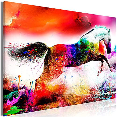 Opprxg Bilder Pferd Vlies Leinwandbild Kunstdruck modern Wandbilder Wanddekoration Design Wand Bild - bunt Abstrakt Tiere Kosmos（Rahmenlos） 50x100cm von Opprxg