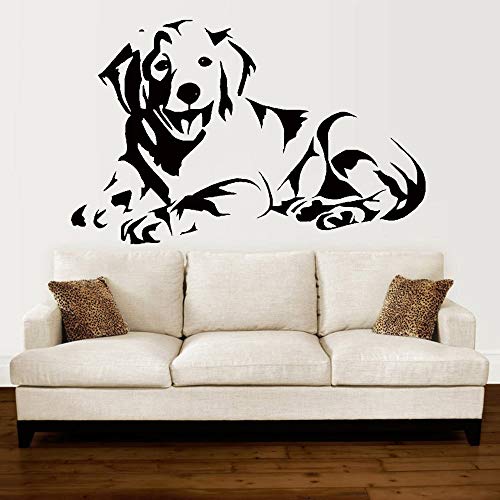 Opprxg Hund Wandtattoo Welpe Golden Retriever Hund liegend Bild Wandmalerei Wohnzimmer Sofa Hintergrund Vinyl Wandaufkleber 89x57cm von Opprxg