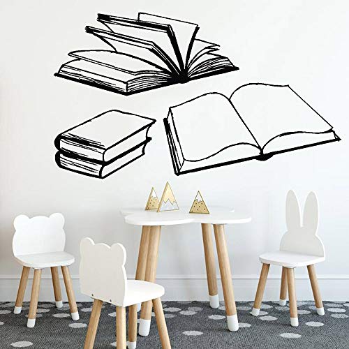 Opprxg Offenes Buch Lesesaal Wandaufkleber Bücherwurm Vinyl Wandtattoo Dekoration Bibliothek Modern Home Interior Design Schule Dekoration 57x97cm von Opprxg