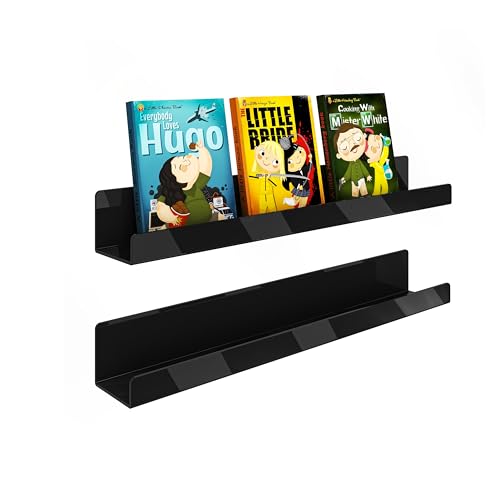 Opps Magnetisches Bücherregal für Whiteboard: Acryl-Bücherregal mit starker Adsorptionskapazität, 2 Stück, magnetischer Buchhalter für Kühlschrank, Klassenzimmer, Büro, Lehrer, Kinder (schwarz) von Opps