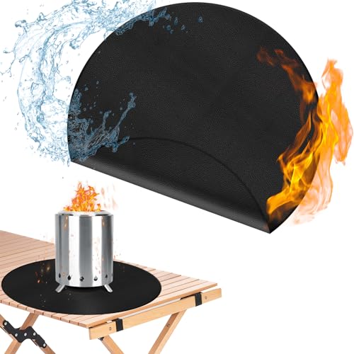 20-Zoll-Tisch-Feuerstellenmatte,leicht zu reinigende kleine Grillmatte für Grillen, Wiederverwendbare wasserdichte Unterlage (Schwarz, 22in) von Opslagruimte