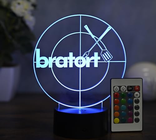 Optechvisual Bratort LED Lampe – Lustige Küchenlampe personalisiert – Geschenk für Hobbyköche & Grillmeister – Witzige Deko für Küche & Esszimmer von Optechvisual