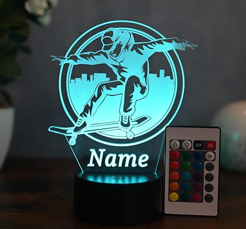 Optechvisual Cooles Skateboard Design – Die stilvolle LED Lampe mit Skate-Motiv ist ein Hingucker im Kinderzimmer, Jugendzimmer oder Wohnzimmer. von Optechvisual