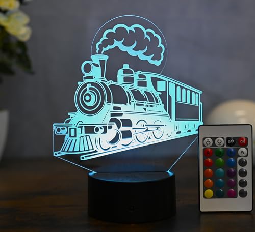 Optechvisual LED Dampflok Lampe – Nostalgisches Eisenbahn Nachtlicht – Geschenk für Eisenbahnliebhaber & Kinder – Tischlampe mit Farbwechsel & Fernbedienung Optechvisual LED Dampflok Lampe – Nostalgisches Eisenbahn Nachtlicht – Geschenk für Eisenbahnliebhaber & Kinder – Tischlampe mit Farbwechsel & Fernbedienung von Optechvisual