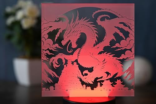 Optechvisual Magische Drachen-LED-Tischlampe: Japanische Kunst und dynamische Drachenbeleuchtung für Fantasy-Deko und Sammlerstücke von Optechvisual