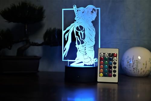 Optechvisual Ninja Kämpfer Deko mit Japanischer Schrift für Gamer und Anime Fans als Tischlampe und Nachtlicht von Optechvisual