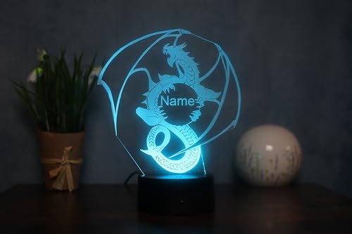 Optechvisual Personalisierte Drachen LED Tischlampe Geschenk Idee für Drachenfans von Optechvisual