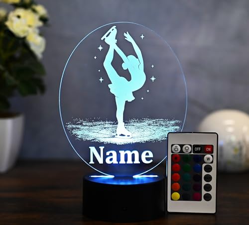 Optechvisual Personalisierte Eiskunstläuferin LED Lampe mit Name – Nachtlicht Mädchen – Geschenk Eiskunstlauf Geschenk Idee für Eiskunstläuferin, Eiskunst deko von Optechvisual