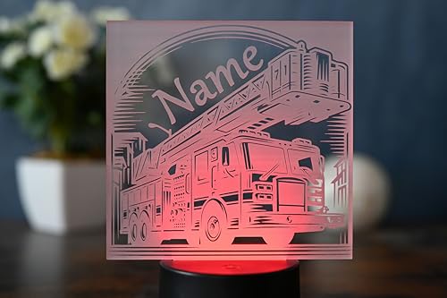 Optechvisual Personalisierte Feuerwehr Auto LED-Tischlampe Geschenk für Feuerwehrmänner oder Kindernachtlicht von Optechvisual