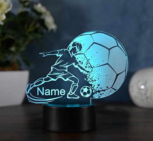 Optechvisual Personalisierte Fußball Lampe Geschenk Idee für Fußballer Kinder Lampe als Nachtlicht Tischlampe Wohnungsdekoration von Optechvisual