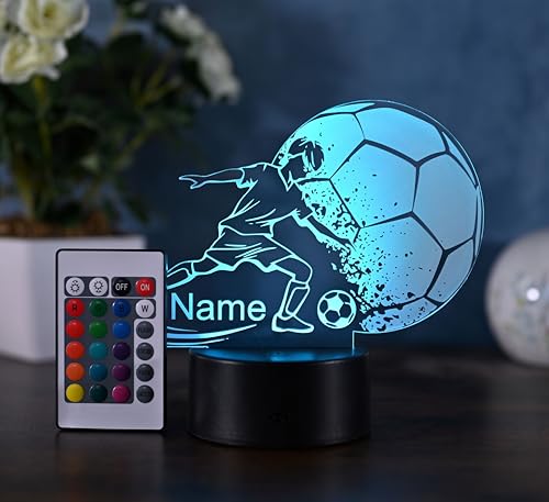 Optechvisual Personalisierte Fußball Lampe Geschenk Idee für Fußballer Kinder Lampe als Nachtlicht Tischlampe Wohnungsdekoration von Optechvisual