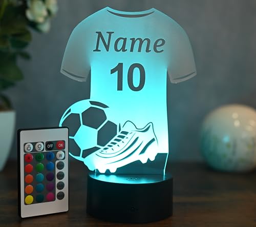 Optechvisual Personalisierte Fußball Lampe Geschenk Idee für Fußballer Kinder und Erwachsene, Nachtlicht, Tischlampe, Wohnungsdekoration Wunschname und Zahl von Optechvisual