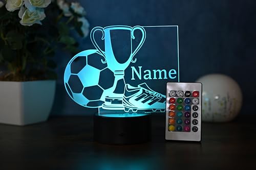 Optechvisual Personalisierte Fußball Lampe Geschenk Idee für Fußballer Kinder und Erwachsene Lampe als Nachtlicht Tischlampe von Optechvisual