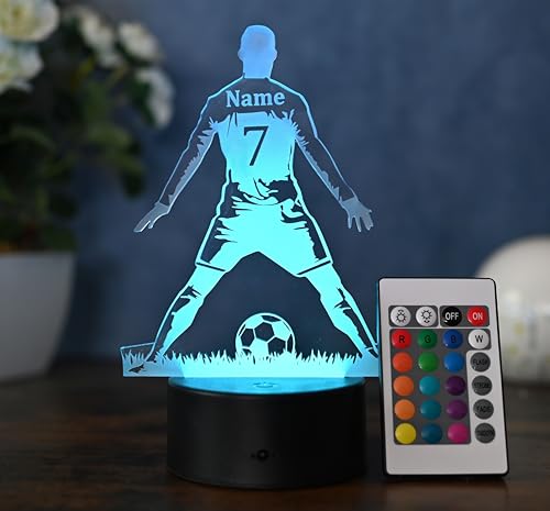 Optechvisual Fußballlampe LED Nachtlicht Torjubel-Pose Geschenk für Fußballfans Liebhaber des Spiels LED Tischlampe Kinderzimmer oder Wohnzimmer, geschenkidee Fußballspieler Fußball Trainer von Optechvisual