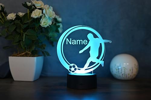 Optechvisual Personalisierte Fußball Lampe für Fußballer Jugendliche und Erwachsene Lampe als Nachtlicht Tischlampe von Optechvisual