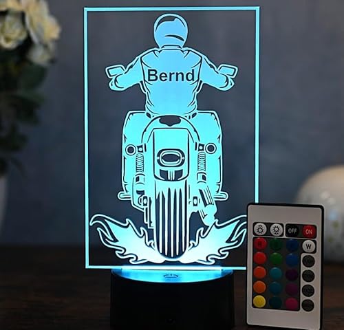 Optechvisual Personalisierte Harley LED-Tischlampe – Geschenk für Motorradfahrer & Harley-Liebhaber – Motorrad Deko – LED Nachtlicht mit Namen von Optechvisual