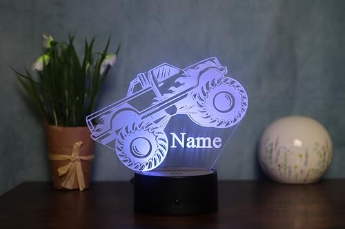 Optechvisual Personalisierte LED Monstertruck Lampe, Tischlampe Geschenkidee für Kinder, Monster Truck lampe von Optechvisual