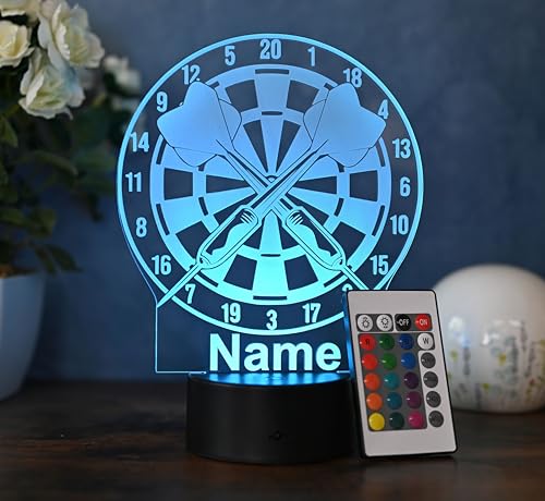 Optechvisual Personalisierte Dart LED Lampe im Dartscheiben-Design Dart Geschenk Spieler Fans, Geschenk Idee für Dartspieler Dartspielerin als Dart deko von Optechvisual