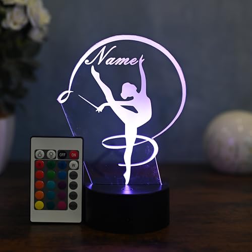 Optechvisual Personalisierte LED Tischlampe mit Turnerin Motiv Geschenkidee Turnerin Tänzerin für Frauen und Mädchen von Optechvisual