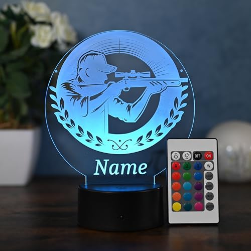 Optechvisual Personalisierte Schützen Lampe – Geschenkidee für Schützenfest, Schützenverein & Jäger – LED Nachtlicht mit Name – Schützen Deko für Zuhause von Optechvisual