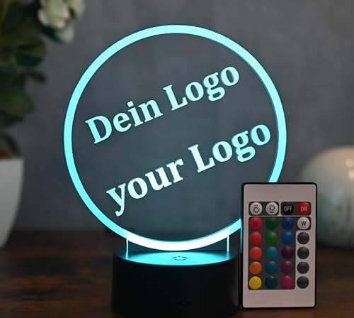 Optechvisual Personalisierte Silhouetten LED Lampe mit eigenem Logo – Individuelle Tischlampe als Firmen Geschenk oder Deko mit Wunschlicht von Optechvisual