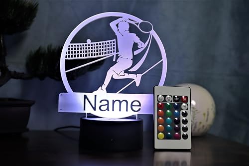 Optechvisual Personalisierte Tennis Geschenk Idee Wohnzimmer Schlafzimmer Deko als Tischlampe und Nachtlicht, 000000004 von Optechvisual