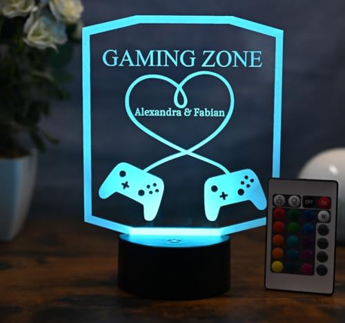 Optechvisual Personalisierte Zocker Lampe – Perfektes Partner Geschenk Dekoration für pärchen gaming zimmer von Optechvisual