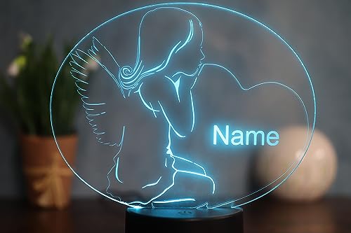 Optechvisual Schutzengel Personalisiertes Nachtlicht Schlaflicht für Kinder und Babys, Geschenkidee für Engel Liebhaber von Optechvisual