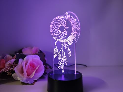 Optechvisual Traumfänger mit Mond als Nachtlicht Schlaflicht Wohnungsdekoration Geschenk Idee Deko für Kinder von Optechvisual