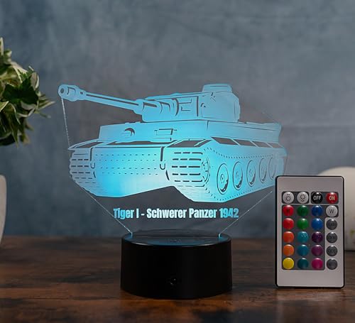 Tiger I Panzer Lampe LED 3D – Schwerer Panzer 1942 Deko Licht – Militär Geschenkidee für Modellbauer & Technikfans – Farbwechsel mit Fernbedienung – Acrylglas Made in Germany Tiger I Panzer Lampe LED 3D – Schwerer Panzer 1942 Deko Licht – Militär Geschenkidee für Modellbauer & Technikfans – Farbwechsel mit Fernbedienung – Acrylglas Made in Germany von Optechvisual