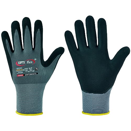Opti Flex® Optimate Feinstrick Handschuh, Nylon, mit Nitrilschaum, Grau, Gr. 7, 12er Pack von Opti Flex