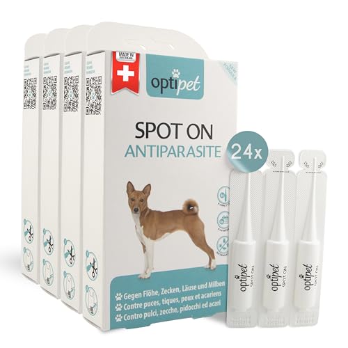 Optipet Spot On für Hunde 24x1,5ml Pipetten, Hochwirksam bis zu 96 Wochen gegen Milben, Flöhen, Zecken, Läusen von Optipet