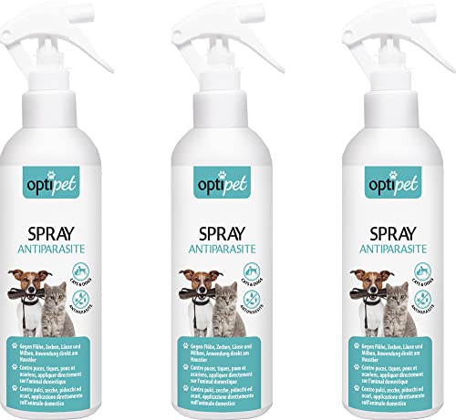 OptiPet 3x250ml Anti-Parasitenspray Parasitenabwehr gegen Parasiten Parasiten-Spray von OptiPet