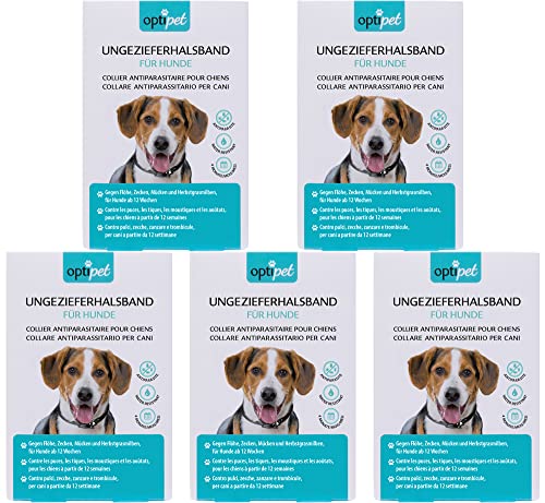 OptiPet 5X Ungeziefer Flohhalsband für Hunde, 4 Monate Schutz, für Hunde ab 12 Wochen gegen Flöhe, Zecken, Mücken, Milben von OptiPet