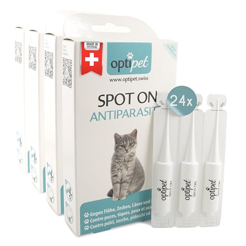 Optipet Spot On 24x1ml Pipetten für Katzen, Hochwirksam bis zu 96 Wochen gegen Milben, Flöhen, Zecken, Läusen von Optipet